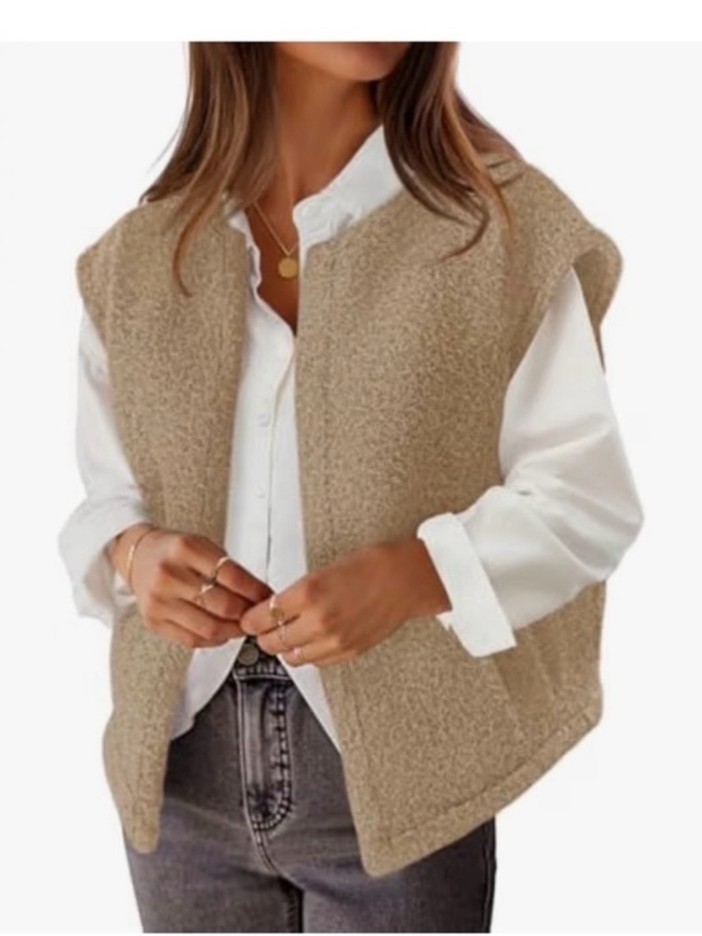 MEROKEETY Women’s Sleeveless Fuzzy Knot Sweater Vest with Pockets